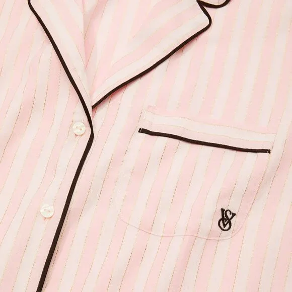 Victoria's Secret Pink and White Striped Pajama Set with Silver - Picture 5 of 12